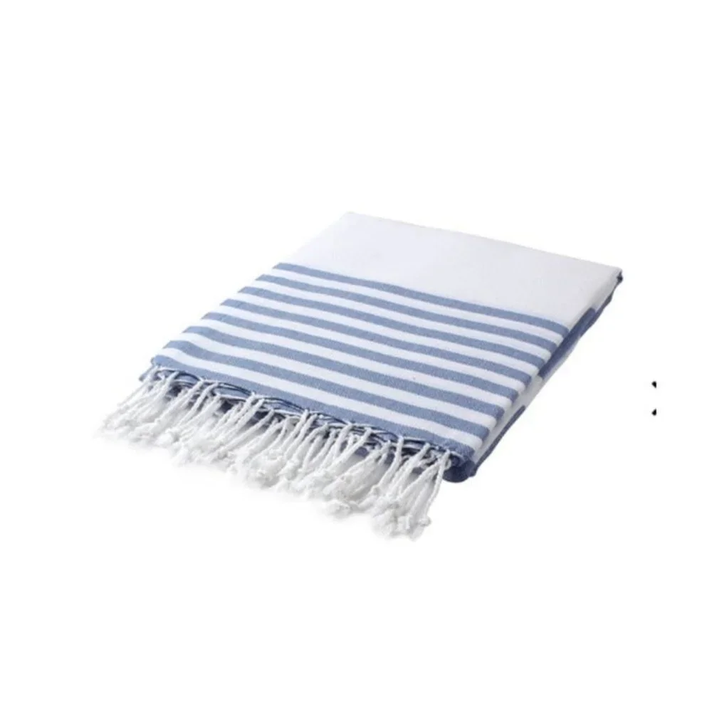 4 Blue Striped 100% Turkish Cotton Beach Bath Towels - Citizens of the Beach